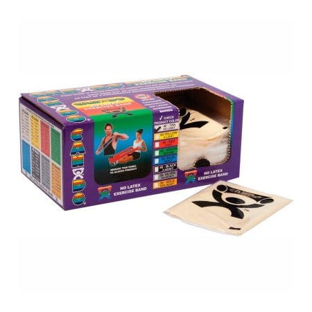 Fabrication Enterprises CanDo Latex Free Pre-Cut Exercise Band, XX-Light, Tan, 48"L Strips, Box of 40 1366283